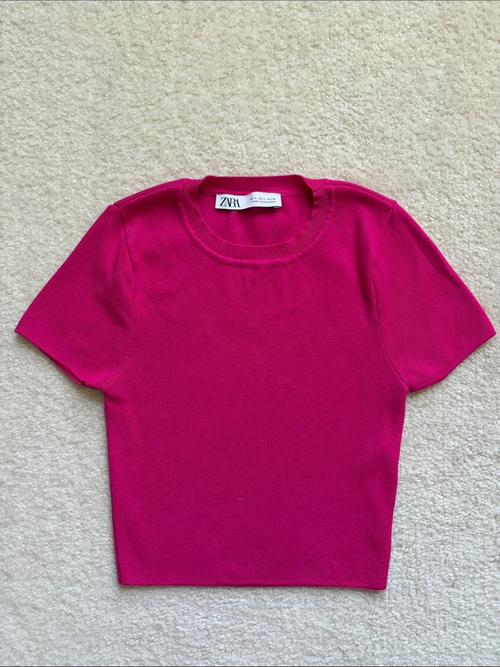 Zara Fuchsia Short Sleeve Crop Top